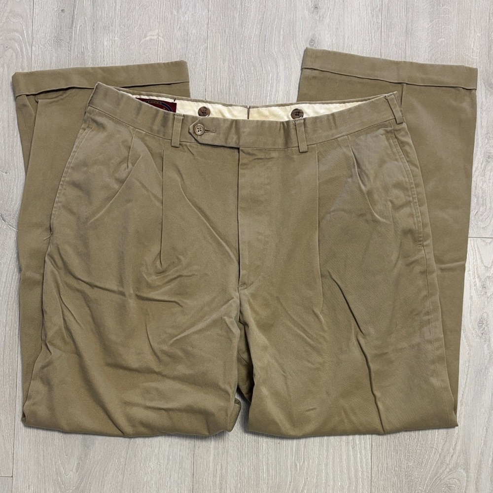 🔥BUNDLESALE Men's 34/29 Corbin Pleated Cuffed Suspender Khaki Chino Pants